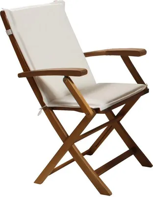 Produktbild von Gartenstuhl 4er-Set Stuhl Holzstuhl Akazie Massivholz mit Kissen creme