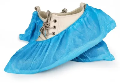 Produktbild von Einweg-Schuhüberzieher, 100 Stück, blau, aus CPE-Material, wasserdicht und rutschfest, für den Hausgebrauch
