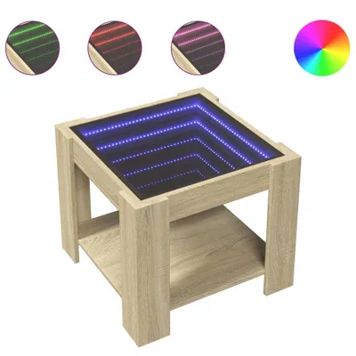 Image de vidaXL Table basse LED Chêne Sonoma 53x53x45 cm Matériau dérivé du bois