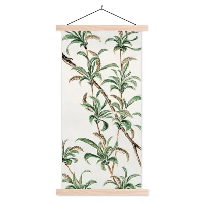 Produktbild von MuchoWow® Textilposter Japan - Blätter - Jahrgang 60x120 cm mit holzfarbenen Rahmen - Holz