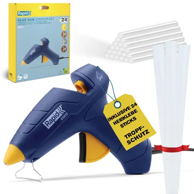 Immagine prodotto di pistola per colla 12 mm con 24 stick assortiti - rapid sas