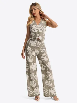 Produktbild von Bedruckter zweiteiliger Sommeranzug für Damen im Bohème-Stil