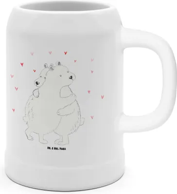 Produktbild von Mr. & Mrs. Panda Krug Eisbär Umarmen - Weiß - Geschenk, Steinkrug, Bierbecher, Seidel, Gute Laune, Steinzeugkrug, Tonkrug