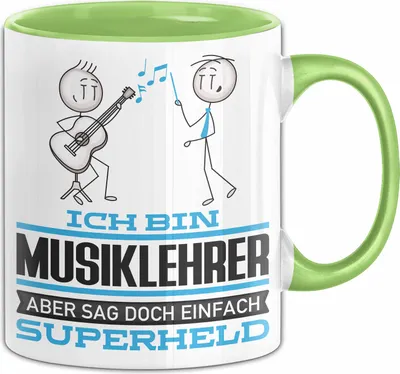 Produktbild von Musiklehrer Geschenk Tasse Ich Bin Musiklehrer Aber Sag Doch Einfach Superheld Lustige Geschenkdiee für Musiklehrer Kaffee-Becher (Grün)