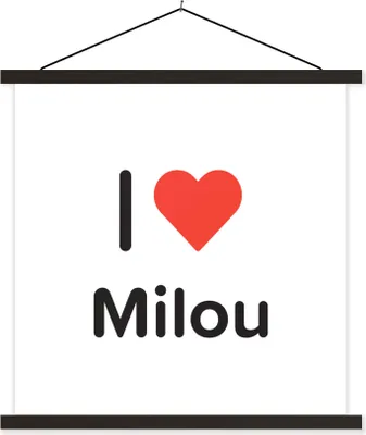 Produktbild von MuchoWow® Textilposter Ich liebe - Milou - Mädchen 90x90 cm mit schwarzem Rahmen - Magnetisches