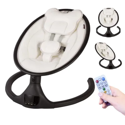 Produktbild von X Adventure Elektrischer Babywippe Rocco Teddy Cream – 5 Geschwindigkeiten, Bluetooth-Lautsprecher, LED-Touch-Panel, geeignet ab 0 Monaten bis 9 kg