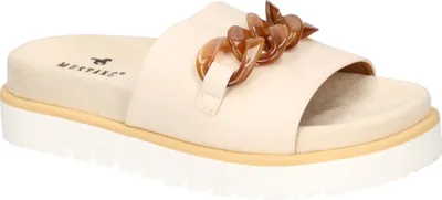 Produktbild von Mustang Damen Pantolette Plateau Kettendetail 1461-702, Größe:40 EU, Farbe:Beige