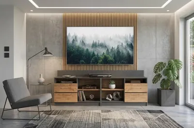 Zdjęcie produktu dla Szafka RTV Komoda pod Telewizor Zestaw 2szt 200x78x39 cm (2x 100cm) Antracyt Dąb Nowoczesne Meble Salonowe Loft Industrialny Stolik TV do Salonu