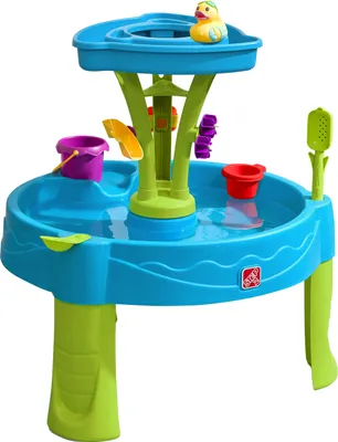 Produktbild von Step2 Summer Showers Splash Wasserspieltisch | Kleiner Wassertisch mit 8-teiligem Zubehörset | Garten Wasser Spieltisch für Kinder in Blau