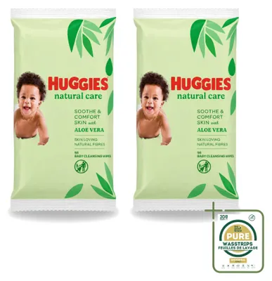 Produktbild von 2 x Huggies Natural Care Feuchttücher mit Aloe Vera und Vitamin E - Vorratspackung - 2 Stücke