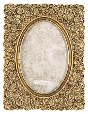 Produktbild von Clayre & Eef Bilderrahmen 10x15 cm Goldfarbig Polyresin Blumen