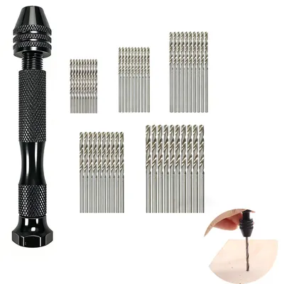 Produktbild von Ein 51-teiliges Handbohrerset mit einer Mini-Bohrmaschine und 50 Spiralbohrern