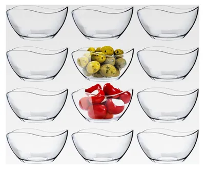 Produktbild von Kleine Salatschüssel aus Glas im 12er Set – 310 ml, stapelbare Salatschälchen, geeignet als Müslischalen, Servierschalen, Snackschalen und Dessertschalen