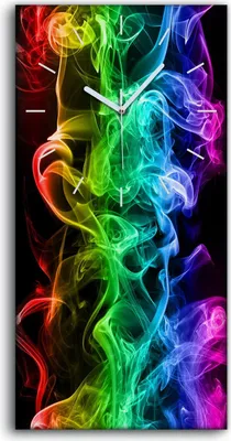 Produktbild von Wandkunst Leinwand Bild Uhr Geräuschlos Kunstdruck 30x60 Abstrakte Kunst Bunt - weiße Hände