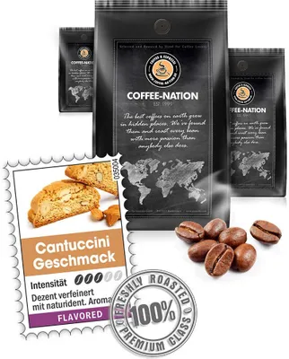 Produktbild von Kaffee CANTUCCINI aromatisiert von Coffee-Nation, 500g Bohnen