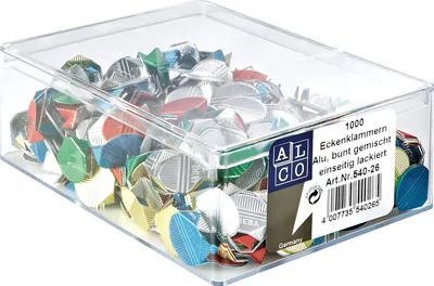 Produktbild von Alco Eckenklammer Aluminium einseitig lackiert sortiert 1000 Stück