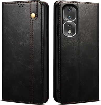 Produktbild von Honor 80 Pro Hülle, Leder Flip Brieftasche Schutzhülle mit Standfunktion für Honor 80 Pro Schwarz