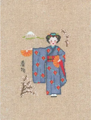 Produktbild von Le Bonheur des Dames Kreuzstich Set "Blauer Kimono", Zählmuster, 9,5x13,5cm