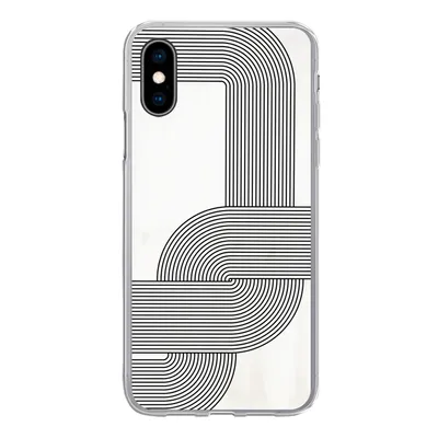 Produktbild von MuchoWow® Handyhülle Schutzhülle Hülle für iPhone X Kunst - Schwarz - Weiß - Linie Silikon Softcase Handy Hülle - Handyhülle