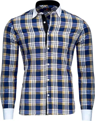 Produktbild von Reslad Herren Hemd Karo Muster Design Langarmhemd RS-7212  Camel M