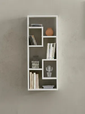 Produktbild von Wandregal Weiß 36x90x13,5 cm Holz Design Hängeregal modern, Wandboard freischwebend, Holzregal Regal für die Wand, Bücherregal schmal, Dekoregal Schweberegal hoch