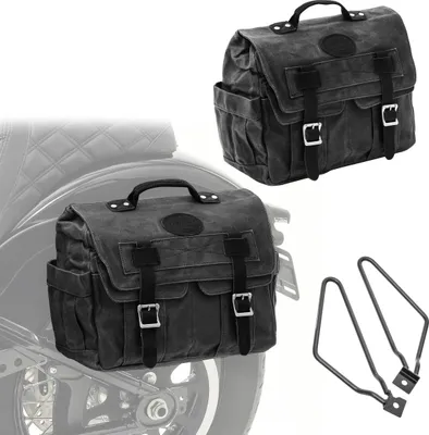 Produktbild von Set 2x Motorrad Satteltaschen + Halter Seitentaschen CV1 schwarz