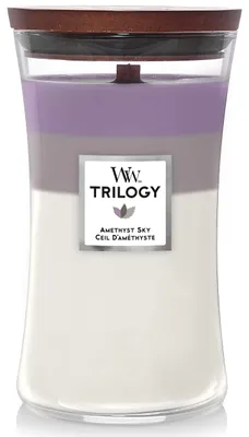 Produktbild von WoodWick Duftkerze Amethyst Sky 130 Std Brenndauer Sanduhrglas knisternd