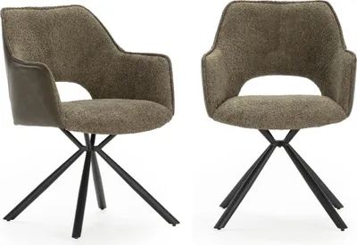 Zdjęcie produktu dla Komplet 2 foteli materiałowych z czarnymi metalowymi nogami, szerokość 62 cm - MARIEL