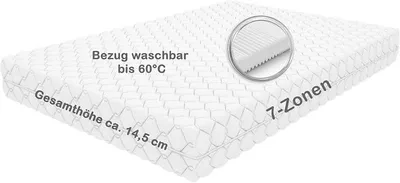 Imagen del producto de Newport, 140x200 cm, colchón de tamaño medio - 7 zonas, altura total de aproximadamente 14,5 cm, funda lavable hasta 60 grados, certificado ® 100