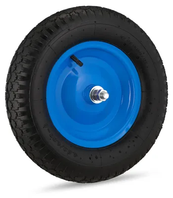 Productafbeelding van Relaxdays Reservewiel voor kruiwagen, 4.80-4.00-8, luchtband, stalen velg, met as, vervangwiel voor kruiwagen, belastbaar tot 120 kg, zwart/blauw