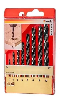 Obrázek produktu pro kwb 514100, Vrtačka, Sada vrtáků, Dřevo, 3, 4, 5, 6, 7, 8, 9, 10 mm, 8 kusů