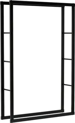 Zdjęcie produktu dla Regał na drewno kominkowe 100 x 25 x 150 cm, stal malowana proszkowo, czarny