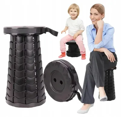 Obrázek produktu pro Přenosná skládací teleskopická stolička černá 150kg