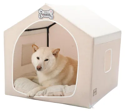 Hundezeltbett faltbar, atmungsaktiv, waschbar, 25 x 25 x 25 cm, beige