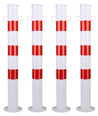 Absperrpfeiler rot-weiß, Ø 76 mm, 750 mm, Metall, 4er-Set