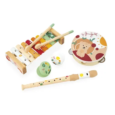 Produktbild von JANOD Musik-Set Sunshine, Musikspielzeug, Kastagnetten, Becken, Flöte, Tamburin, Xylophon, 1,5 Jahr(e), Mehrfarbig