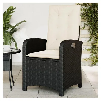Produktbild von Verstellbarer Gartensessel mit Kissen in Schwarz aus Poly Rattan