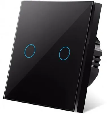 Produktbild von iUni 2F Touch-Schalter, gehärtetes Glas, LED, Schwarz