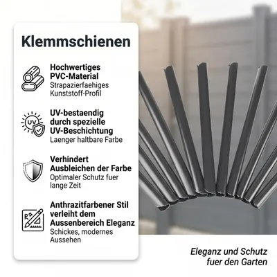 Produktbild von Klemmschienen Clips PVC Sichtschutz - Anthrazit