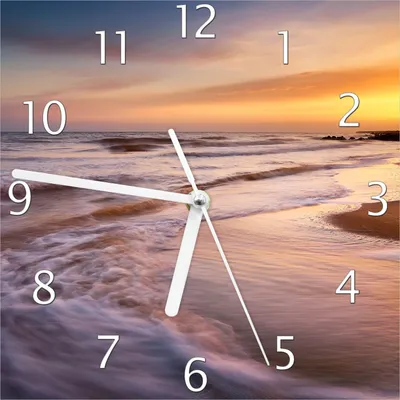 Produktbild von Wallario Design Wanduhr Sonnenuntergang am Strand - Abendspaziergang aus Echtglas, Größe 20 x 20 cm