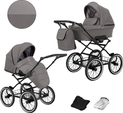 Produktbild von Kinderwagen ROMANTIC Sportwagen Babywagen Babyschale Komplettset Kinder Wagen Set 2 in 1 (graphit eco, Rahmenfarbe: schwarz)