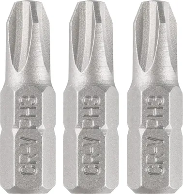 Produktbild von Schrauberbits PH3, 25 mm Länge, 1/4 Zoll Sechskantschaft, 3er-Pack, aus CrV-Stahl