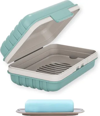 Produktbild von Seifenhalter für Reisen - 1 Stück mit Deckel - Blau