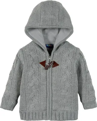 Produktbild von Lupilu Jungen Strickjacke Baby Kleinkind Jacke mit Fleecefutter Grau 62/68