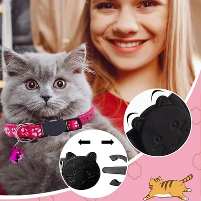 2 Katzenhalsbänder mit Glocke, verstellbare Nylon Katzenhalsbänder mit Sicherheitsverschluss, geeignet für Hauskatzen (Rosa