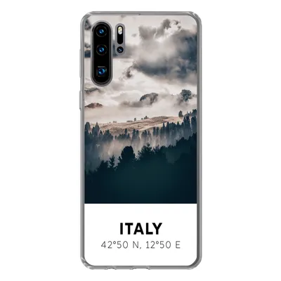 Produktbild von MuchoWow® Handyhülle Schutzhülle Hülle für Huawei P30 Pro Italien - Nebel - Wald - Baum Silikon Softcase Handy Hülle - Schutzdeckel
