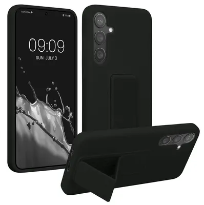 Produktbild von kwmobile Handyhülle für Samsung Galaxy S24 Plus Hülle - TPU Silikon Case mit Fingerhalter und Stand - Schutzhülle Cover in Schwarz