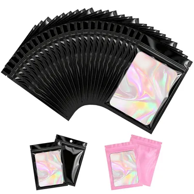 Mylar-Beutel 7x10 cm, 100 Stück, schwarz, wiederverschließbar