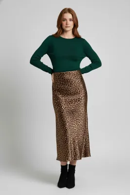 Produktbild von Leopardenmuster Midi-Rock, Black, S