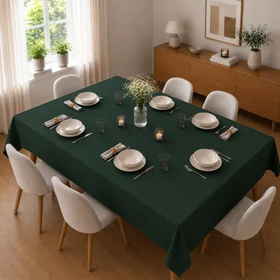 Immagine prodotto di Tovaglia 130 x 250 cm per tavolo da cucina e da pranzo in verde scuro
